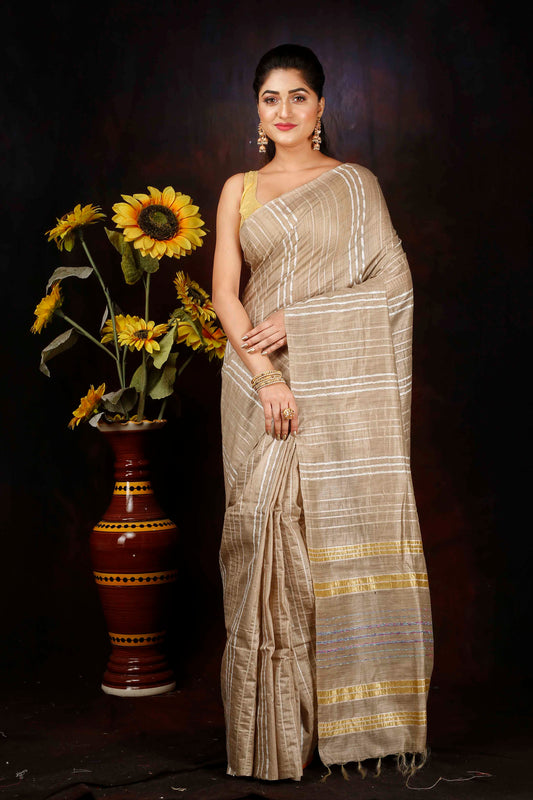 Semi Silk zari woven border saree