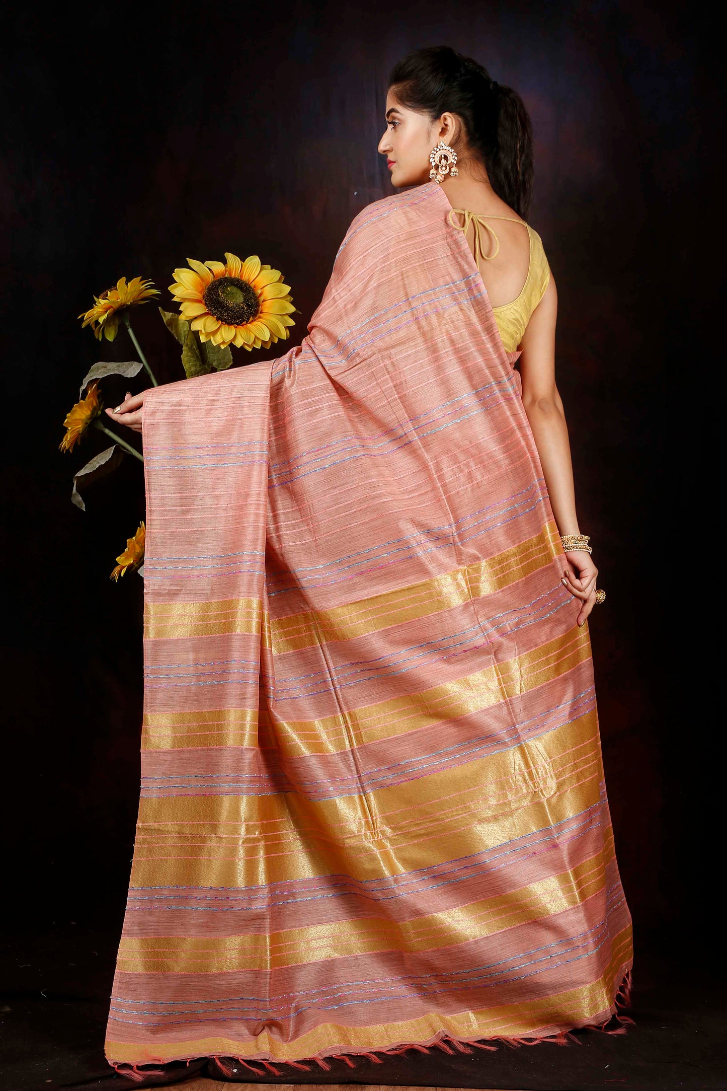 Pink Semi silk zari woven saree