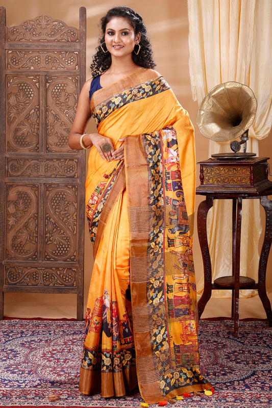 Tussar Silk kalamkari saree