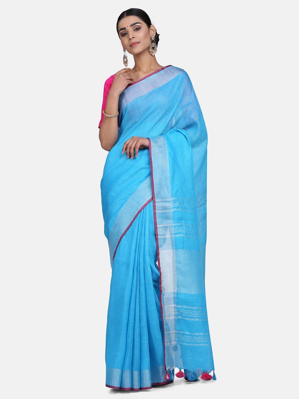 Blue Cotton Saree