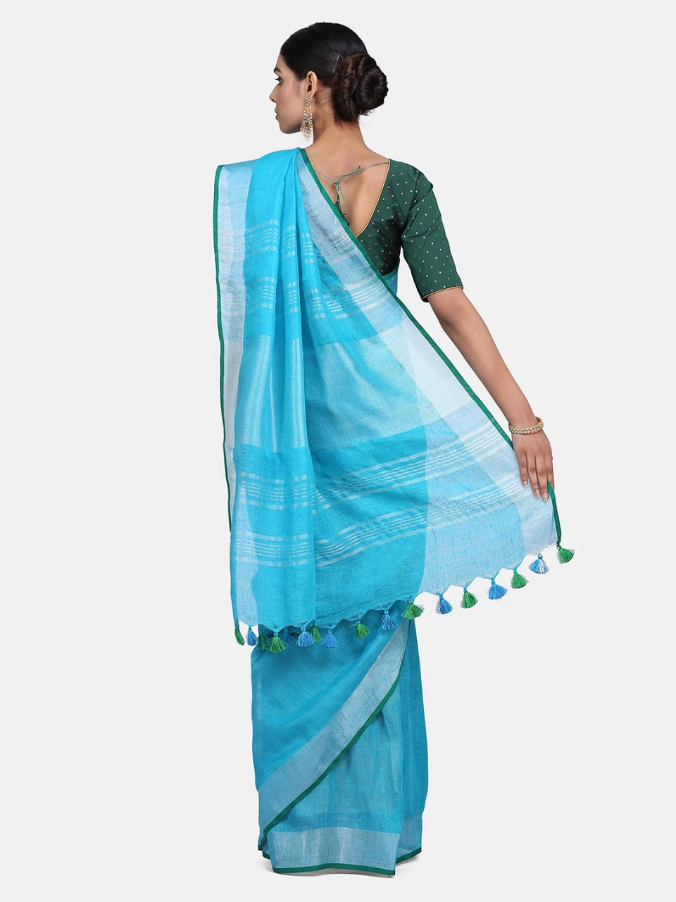 Medium Blue Linen Saree