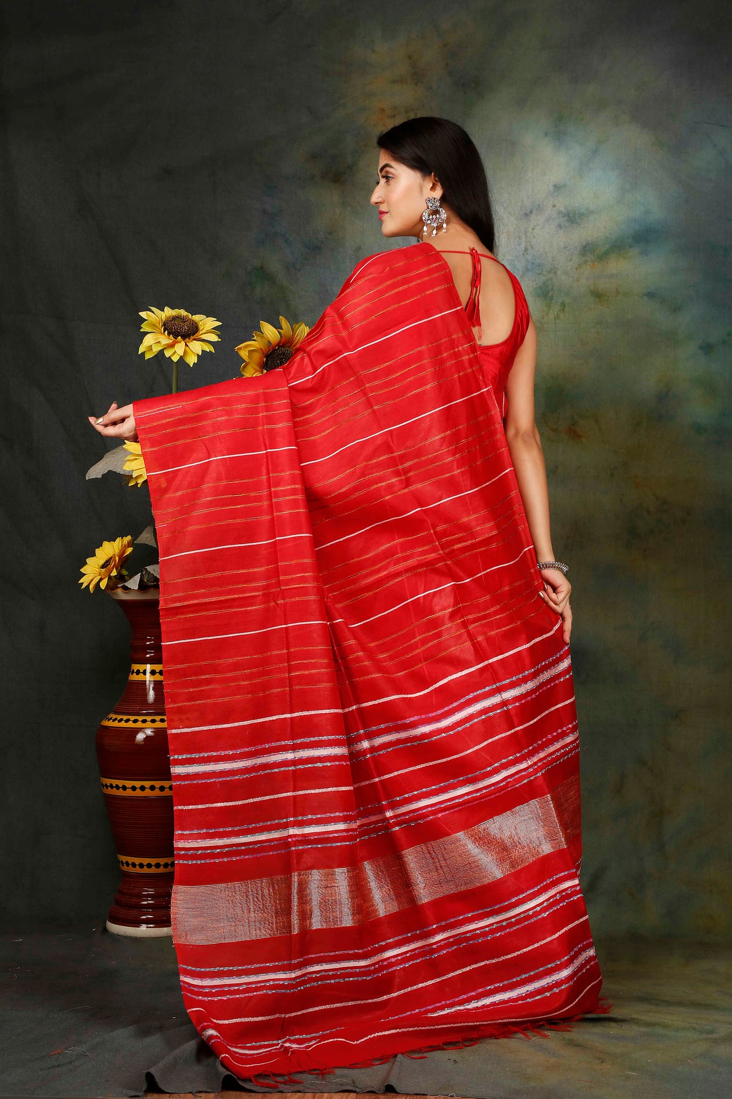 Red Semi Silk Zari  woven saree