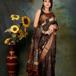 COW PICHWAI TUSSAR SILK SAREE WITH SILKMARK CERTIFIED