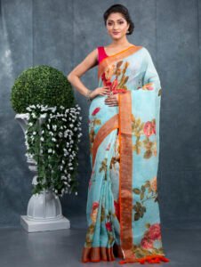 LINEN FLORAL SAREE