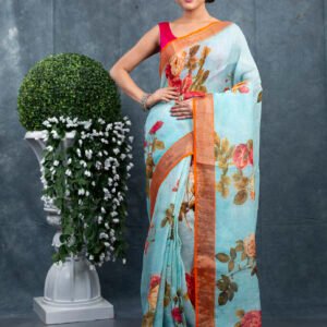 LINEN FLORAL SAREE
