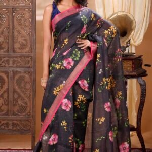 LINEN DIGITAL PRINT SAREE