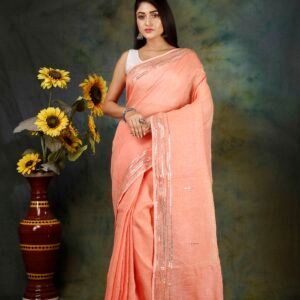 LINEN EMBROIDERED SAREE