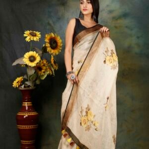 LINEN DIGITAL PRINT SAREE