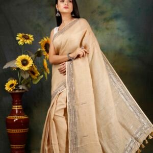 PREMIUM QUALITY LINEN EMBROIDERY SAREE