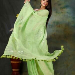 LINEN EMBROIDERED SAREE