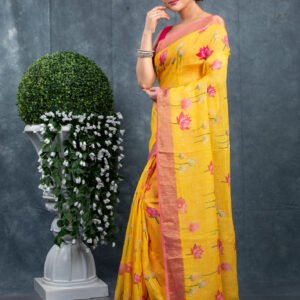 UNITEX FASHION DIGITAL PRINT LINEN SAREE
