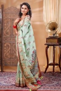 ELEGANT FLORAL PRINT TUSSAR SAREE