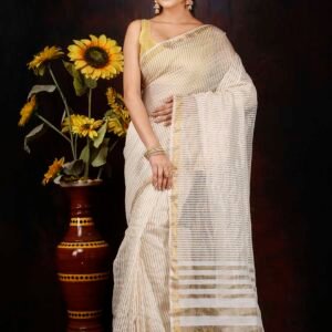 Off-white Silk Zari Saree